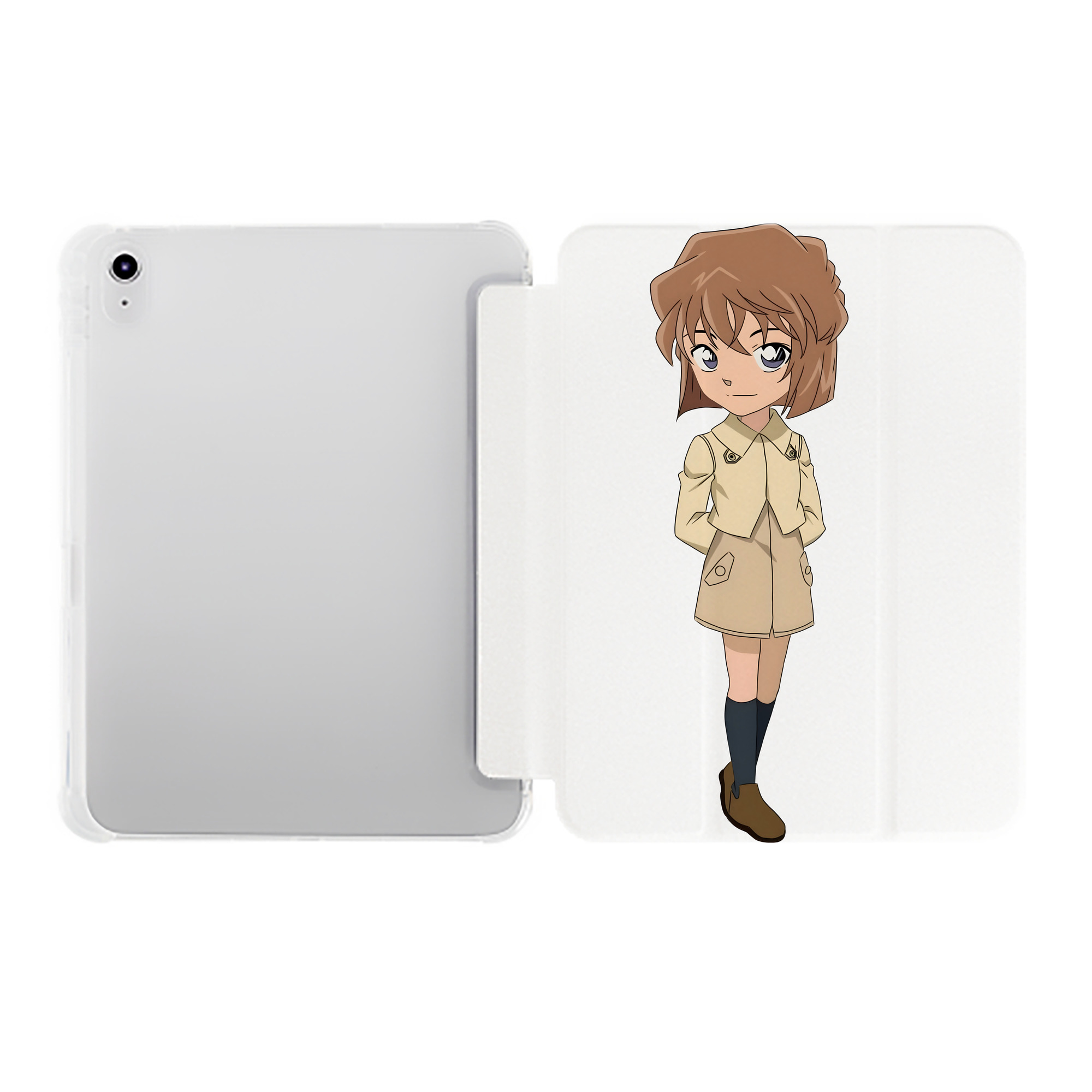 （画像用） 名探偵コナン 灰原 哀 はいばら あい Detective Conan Anita Hailey、Vi Graythorn Haibara Ai IPad ケース ペン収納付き 三つ折りスタンド PUレザー×シリコン 対応機種9.5/10.5/10.9インチ